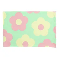 Retro Pastel Yellow Pink Cute Flowers Pillow Case