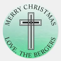 Personalized Green and Black Cross Stickers