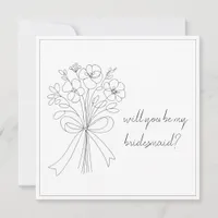 whimsical drawn bow & flower bridesmaid proposal  invitation