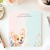 Cute Smiling Corgi Dog Floral Personalized Name Notepad