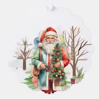 Tree Hugging Santa Paper Ornament Card