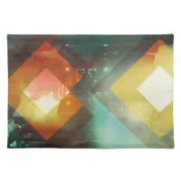 Seventies Orange Abstract Techno Triangles Cloth Placemat