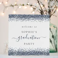 Navy Blue Glitter Name Welcome Graduation Party Foam Board