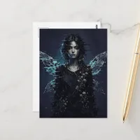 A Glitch Fairy with Flowers Postcard