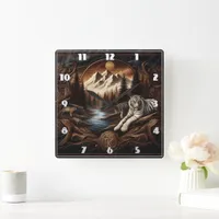 Bengal Tigers Resting Near Mountain Stream Square Wall Clock