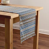 Southwest Style Blue and Brown Geometric Pattern Medium Table Runner