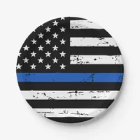 Police Party Law Enforcement Thin Blue Line Paper Plates