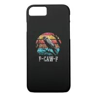 F-Caw-F Crow Retro Sunset Pun Funny Bird Cawing Gr iPhone 8/7 Case