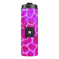 Purple and Pink Leopard Print Monogram  Thermal Tumbler