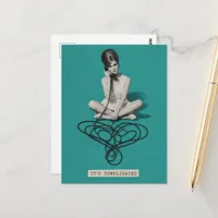 Retro Woman telephone heart complicated collage Postcard