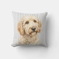 Watercolor Goldendoodle Dog Throw Pillow