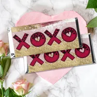 XOXO Red Blush Gold Glitter Fancy Love Valentine Hershey Bar Favors