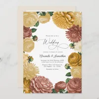 Honey Amber, Caramel Rose & Soft Marzipan Wedding Invitation