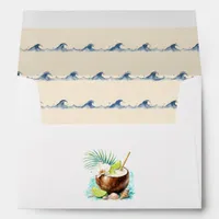 Luxury Tropical Coconut Cocktail Beach Wedding Envelope