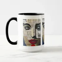 Abstract Art | Lady's Face Digital Text Art Mug