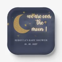 Over The Moon Gender Neutral Baby Shower Paper Plates