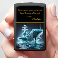 Ship Entwined in Ice Amidst a Night Sky Zippo Lighter