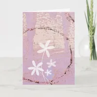 Pink Abstract and Flowers, Birthday Card