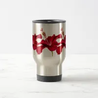 Red Hibiscus Flower Side View Travel Mug