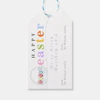 Modern Colorful Pastel Happy Easter Egg Basket Gift Tags