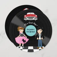 Retro Sock Hop Birthday Party Invitation