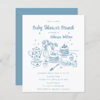 Budget Blue Hand Drawn Boy Baby Shower Brunch