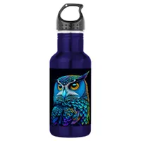 Ai generated Colorful Owl  Stainless Steel Water Bottle