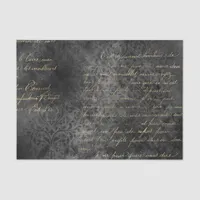 Black and Gold Damask Vintage Calligraphy Tissue Paper