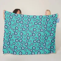 Greek Turkish Protective Evil Eye Symbol Patterned Fleece Blanket