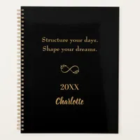 Black gold inspirational quote 2026 planner