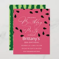 Budget watermelon summer birthday party invitation