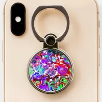 Colorful Fluid Art Marble Pour Painting Look Phone Ring Stand