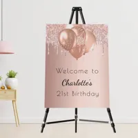 Birthday rose gold blush glitter welcome foam board