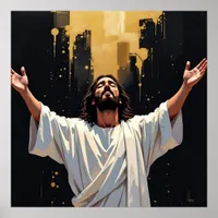 Jesus Christ Our Savior | Black and Gold Poster