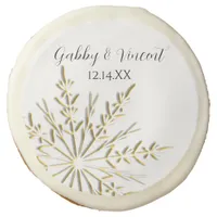 Gold Tone Snowflake Winter Wedding Favor Sugar Cookie