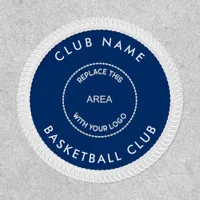 Custom Logo Basketball Club Name Blue White Patch