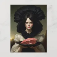 Vintage Lady and Raw Meat Postcard