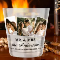 Mr & Mrs Elegant 3 Photo Bride Groom Wedding Shot  Shot Glass