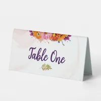 Rustic Romantic Wildflower Wedding Table Numbers Table Tent Sign