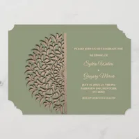 Modern Earth tone Sage green & gold classicmandala Invitation