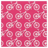 White Bicycles Pattern on Pink Fabric