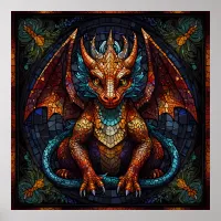 Multi Colored rainbow Dragon  Poster