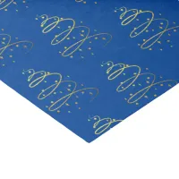 Abstract Sparkling Gold, Blue Christmas Tree Tissue Paper