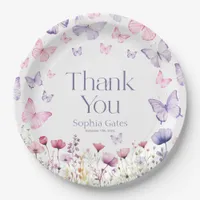 Butterfly Wildflower Thank You  Paper Plates