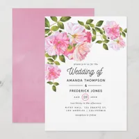 Pink Rose Garden Wedding Invitation