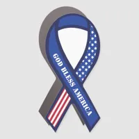 God Bless America United States Flag Ribbon Car Magnet