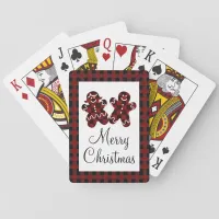 Merry Christmas Red & Black Plaid Gingerbread Poker Cards