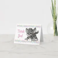 Gray Tiger Kitten Pink Pacifier Thank You Card