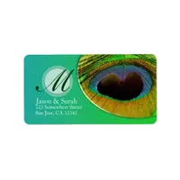 Peacock Feather Monogram Address Label