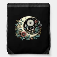 Aesthetic Goblincore Cottagecore Mushroom Minimal  Drawstring Bag